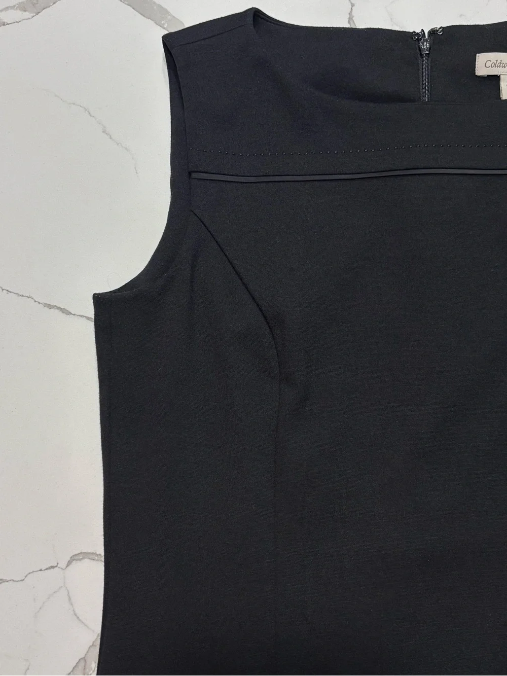 Coldwater Creek Sleeveless Black Midi Sheath Lined Rayon Tank Dress Medium 10/12